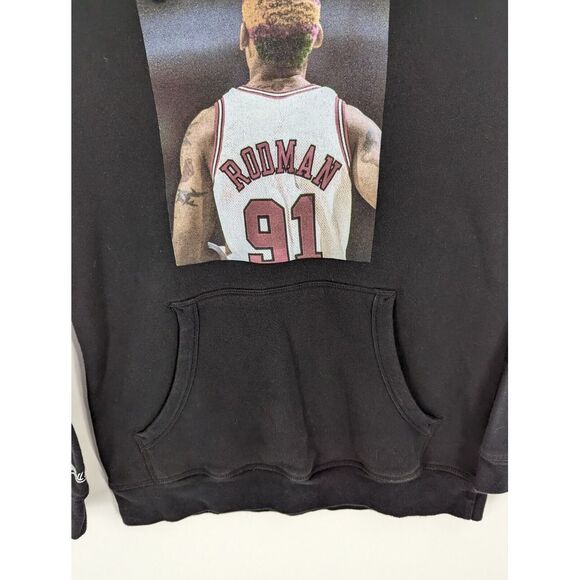 Mitchell & Ness Pacsun Dennis Rodman Black Graphic Hoodie Sweatshirt, Medium - Picture 2 of 8